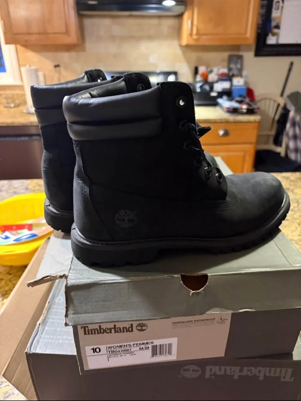 Timberland Women’s Black Lace-Up Padded Collar Work Boots